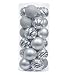 Produktbild Valery Madelyn Weihnachtskugeln 24 Stücke 6CM Kunststoff Christbaumkugeln Weihnachtsdeko mit Aufhänger Baumschmuck für Weihnachtsdekoration Frozen Winter Thema Silber Weiß