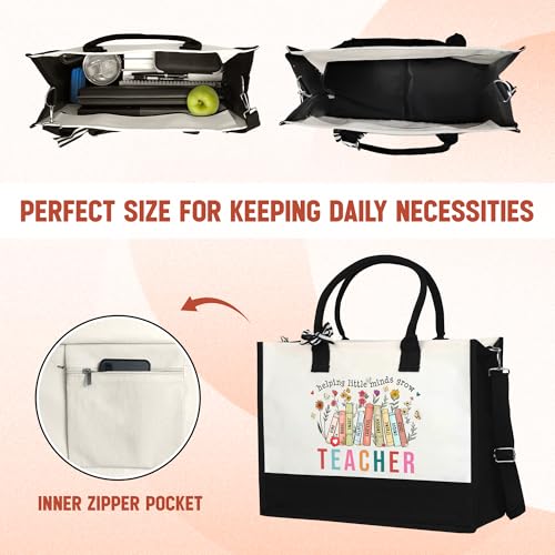 OASSIE Teacher Appreciation Gifts - Canvas Tote Bag 13oz With Zipper - Teacher's Day Birthday Thank You Gifts for Teachers3