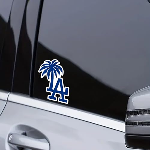 Image of 2-Pack Los Angeles Palm Tree Logo Decal Sticker for Car, Truck, Window, or Bumper - Vibrant and Colorful Design, Durable Vinyl Material, 4.5 x 3.5 Inches.