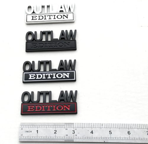 Image of 2PCS Outlaw Edition Emblems, 3D Badge Car Sticker with 3M Strong Adhesive, Fender Replacement for F150 F250 F350 Chevy Silverado 1500 2500 Chevrolet C10 C15 (White)