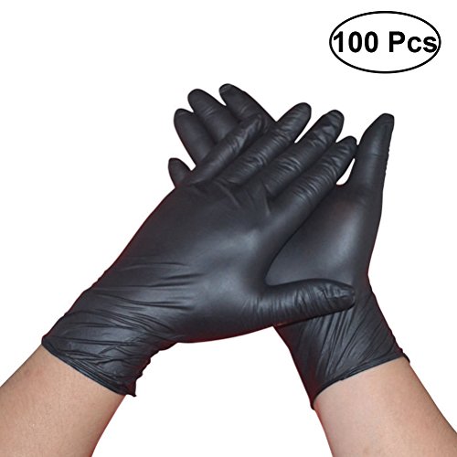 Preisvergleich Produktbild OUNONA 100 ST¨¹CKE Nitril Einweghandschuhe Einmalhandschuhe Einweg Nitrilhandschuhe Latexhandschuhe Tattoo Handschuhe - Gre M (Schwarz)