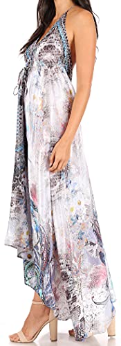 Image of Sakkas Lizi Womens Maxi High-Low Halter Handkerchief Long Dress Beach Party
