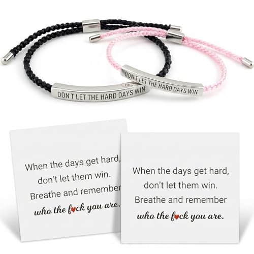 JIAXULER 2 PCS Dont Let The Hard Days Win Bracelet Adjustable Handmade Hand Braided Girls Bracelets Strength Bracelets Engraved Bracelets For Womens Mens Friends Families