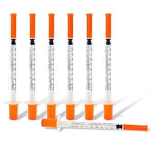 Syringes with Needle, U-100 1ml 30G 5/16″ (8mm) Disposable Syringe, Lab Supplies Individual Wrapped, Pack of 30