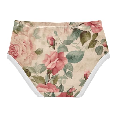 Vintage Rose Pink Underwear Girls, Toddler Panties, Girls Cotton Underwear, 2–8 Years2