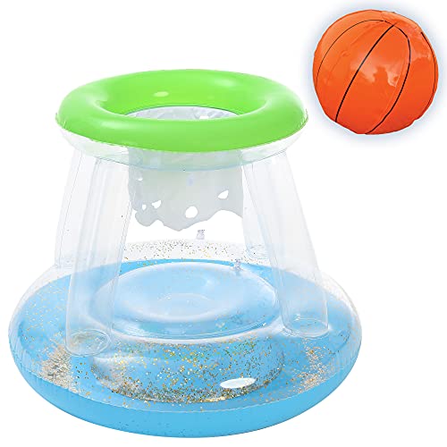 Sloosh Inflatable Volleyball Net & Basketball Hoops For Kids And Adults, Glitters Pool Float Set Swimming Pool Game Toy, Summer Floaties, Volleyball Court |Basketball,Green #TOP1