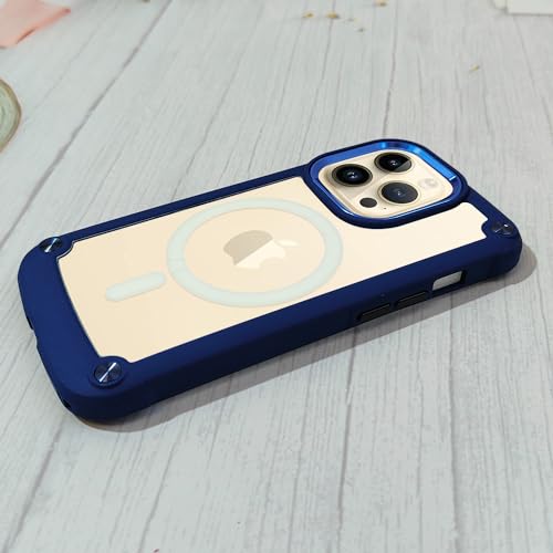 Image of AIBEX Compatible with Apple iPhone 15 Pro Case Purple Metal Bumper with Clear MagSafe Ring Back Tough Heavy Duty Protection Shockproof Protective Phone Cover Designed for Apple iPhone 15 Pro (6.1 inch)