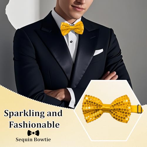 Image of Sequin Bow Ties for Men, Sparkling Mens Bow Tie for Prom Recital