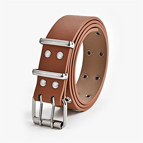 Familyhouse Double Grommet Belt, PU Leather Punk Belt Ladies Eyelet Studded Belt 2 Hole Grommet Jeans Belt2