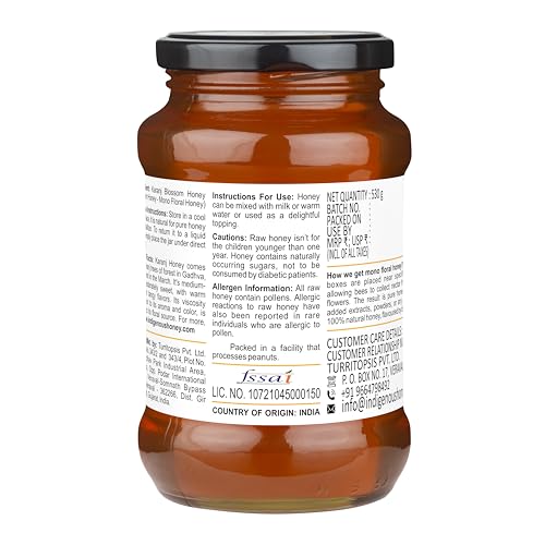 Image of INDIGENOUS HONEY Raw Karanj Honey Pure Unfiltered 17.64 oz Glass Jar | Natural Organic Unprocessed Unpasteurized Unheated Honey Pack of 1