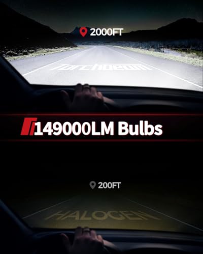 Image of Torchbeam 90 05 /HB 3 90 06 /HB 4 Bulbs Combo, 149,000 LM 6500K, 1500% Superior Brightness, Perfect Beam Pattern, Quick Install, Pack of 4