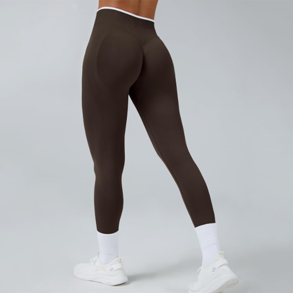 Women's High Stretch Workout No Front Seam Sports Leggings Scrunch Butt High Waist Gym Fitness Pants Seamless Yoga