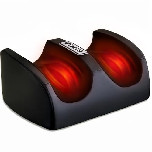 Image of Black Foot Massager with Heat Electric Foot and Calf Massager with Roller Deep Shiatsu Feet Massage for Plantar Fasciitis Neuropathy & Pain Relief Gifts for Women & Men
