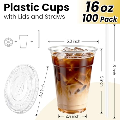 68% Off 100-Pack Clear Plastic Cups with Lids & Straws - Image 2