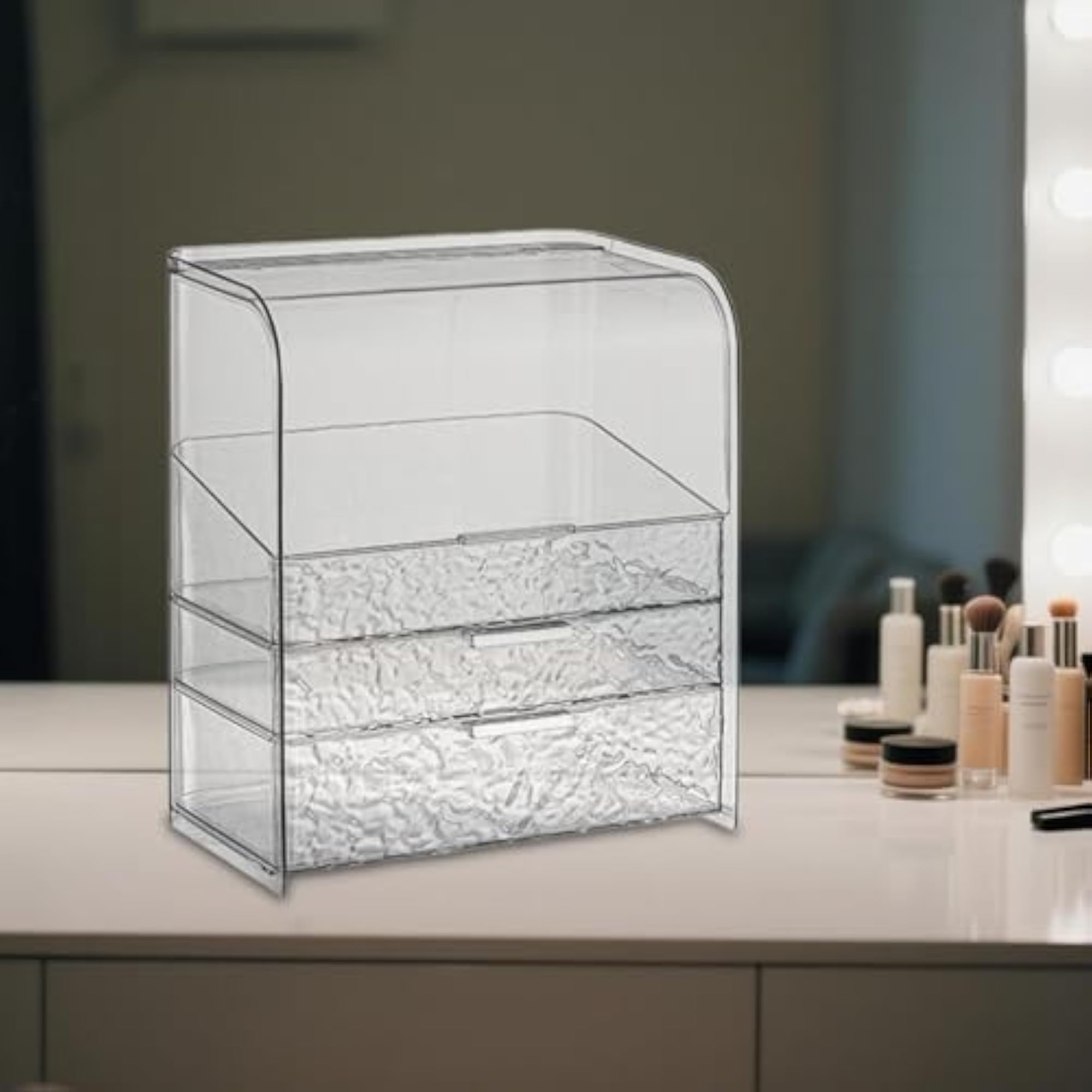 Luxury Clear Makeup Storage Box for Bathroom Vanity, Clear