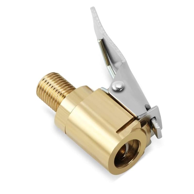 Image of 1pc Professional Brass Tire Valve Chuck with Quick-Release Clamp, Heavy-Duty Air Inflator Pump Connector for Car, Truck, Motorcycle Wheels Pump Valve Clip Clamp Connector Adapter