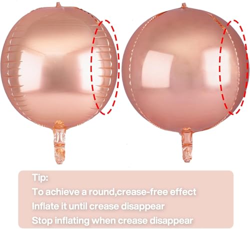 Image of 6pcs 22 Inch Rose Gold 4D Foil Balloons - Large Premium Balloons for Disco Birthday Graduation Party Decorations