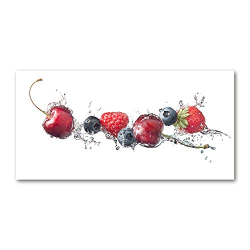 Fond de hotte verre 120x60 Tulup rouge motif fruits de la forêt