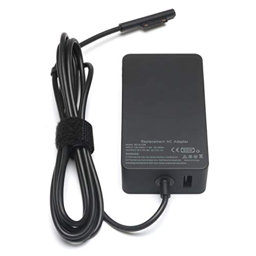 65W Replacement Charger Adapter for Surface Pro Charger Surface Book, Microsoft Surface Book 2 Surface Pro 3/4/5/6, Surface Go Surface Laptop 2 with USB Charging Port and 6ft Cord, fit Model 1706