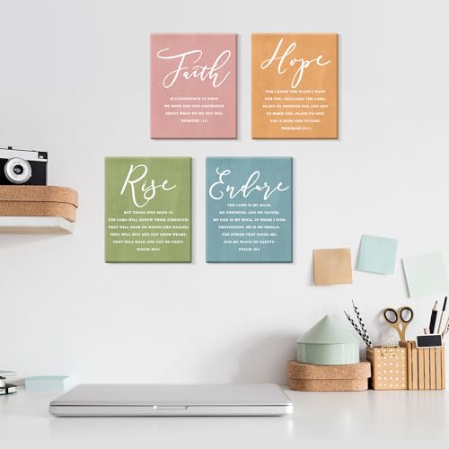 Image of CHDITB Faith Hope Love Bible Verse Wall Art, Set Of 6 Prints Religious Prayer Wall Art, Scripture Quote Canvas Painting, 8x10 Inches Bible Saying Artwork Christian Art Prints For Living Room Bedroom