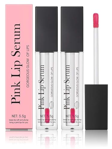 Pink Lip Serum Plumper, Lip Serum Plumping Gorgeous Glow of Lips, Glow Color Changing Lip Oil, Feuchtigkeit und Reduziert Feine Linien - Repair Lippenöl (2Stück)