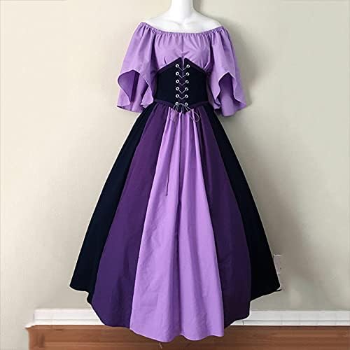 Renaissance jurk voor dames, met trompetmouwen, gebonden taille, middeleeuwse jurk, A-lijn, swing, renaissance, klederdrachtjurk, klederdrachtjurk, carnaval, Halloween, feestjurk, gemaskerd bal