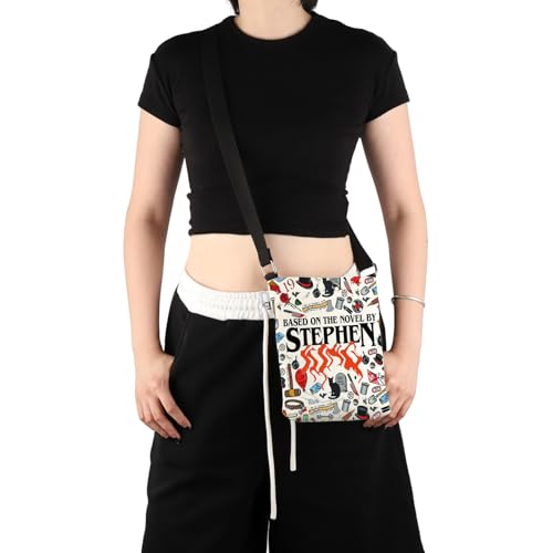 PWHAOO Book Inspired Gift Reading Enthusiasts Crossbody Bag Book Fan Travel Bag Horror Bookish Gift4