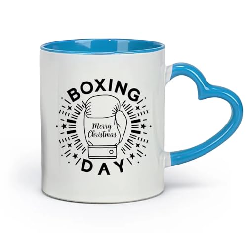 DEBINGY Taza de cerámica para el hogar y la oficina, una reunión festiva del día de San Esteban (11 oz/320 ml) Taza de café de cerámica para capuchino, té, leche, azul