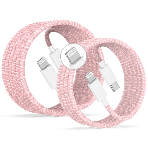 Image of USB C to Lightning Cable 2Pack 6FT+10FT,[Apple MFi Certified] Nylon Braided iPhone Fast Charging Cable, Power Delivery Charging Cord for iPhone 14 13 12 11 Pro Max /XS /Max /XR /8 /7,Pad Air /Pro,Red