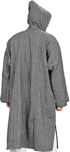 Image of Exotic India Men's Woolen Blend Kashmiri Phiran with Hood | Pure Wool Long Overcoat-Oversized Phiran for Men
