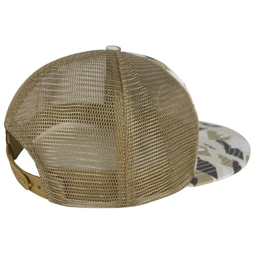 Image of BASSDASH Flat Brim Trucker Cap Adjustable Snapback Hat Mesh Back for Men Women