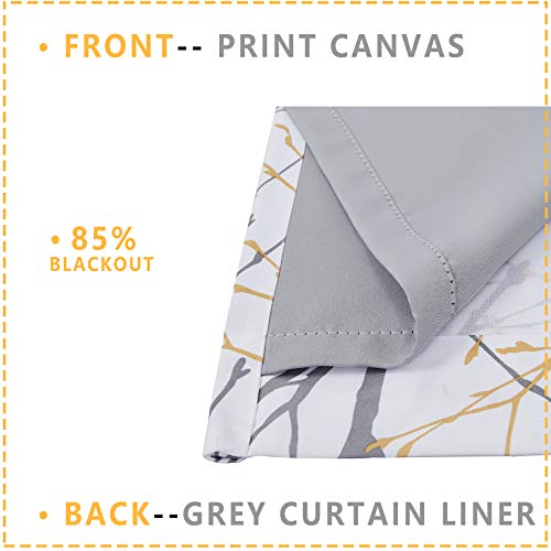 Fmfunctex White Tree Curtains For Bedroom 84Inch Half-Blackout Yellow Grey Print Branch Curtains For Living Room Window Treatment Set 50”W Grommet Top Set Of 2 #TOP4