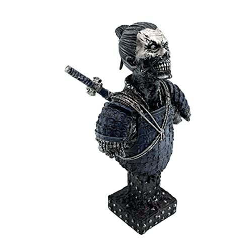 Looyar Resin Undead Japanese Samurai Zombie Bust Statue Sculpture Ornament Figurine Craft For Home House Living Room Porch Decoration Office Desk Desktop Table Arrangement Gift (Blue) #TOP2