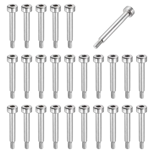 MECCANIXITY 26 Pcs 304 Stainless Steel Shoulder Bolt 4mm Shoulder Dia 20mm Shoulder Length M3x0.5 Thread Hex Socket Shoulder Bolts for Hydraulic Injection Molding Machinery Industries