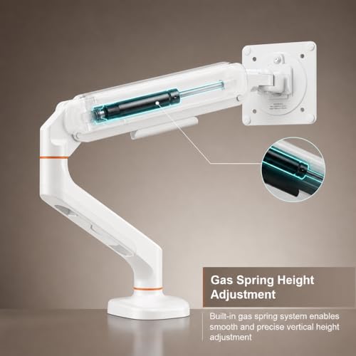 Image of iVOOMi Single Monitor Gas Spring Arm, Fits 15-34 inch Screens, Holds up to 12kg, Dual Mount C Clamp & Grommet, VESA Mount 75x75 & 100x100mm, 360 Rotation Lift /Tilt /Swivel /Rotate