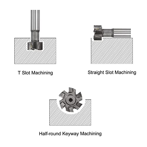 Image of uxcell T-Slot Milling Cutters, 10mm Depth 20mm Cutting Dia 12mm Shank Tungsten Carbide Tip 6 Flutes T Slot End Mill for Stainless Steel Copper Aluminum