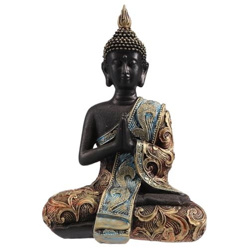 Bortivier Estatua de Buda Tailandia Escultura de Resina Hecha a Mano Budismo Hindú Feng Shui Estatuilla MeditacióN DecoracióN del Hogar Adorno