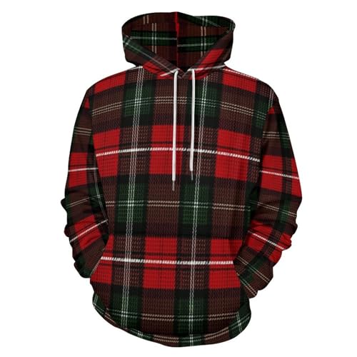 Pull à capuche homme rouge noir vêtement casual chic pour style campagnard rétro