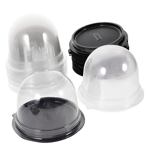 PRETYZOOM 50Sets Clear Cake Carrier Round Cake Box Small Dome Baking Packing Box for Birthday Cakes Clear Bakery Boxes for Cupcake and Dessert Storage
