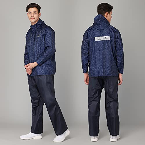 Image of THE CLOWNFISH Men's Standard Lenth Waterproof Polyester Double Coating Reversible Raincoat With Hood And Reflector Logo At Back