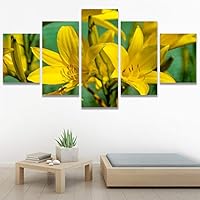 SIGNWIN 5 Panel Canvas Wall Art Modern Art Bohemian Bouquet Colorful Cool Floral Group Multicolor Photography Realism for Home Decorations Ready to Hang - 60