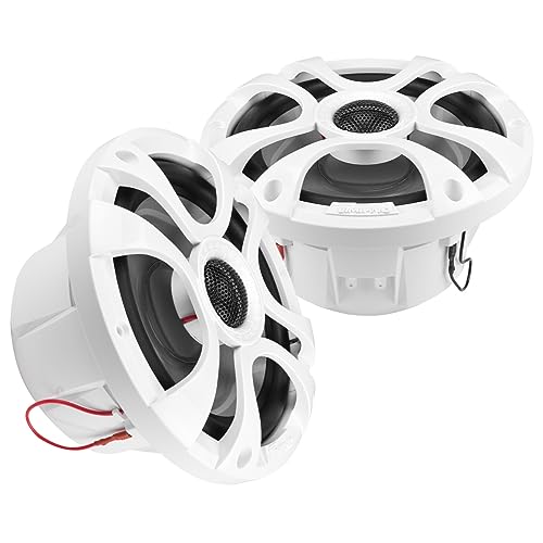 Timpano 6.5 Marine Speakers 450 Watt Per Pair TPT-CX6MW-4 Coaxial 2 Way Waterproof Speakers, 1 Pair, White, Weather Resistant Marine Speakers 6.5 Inch for Boat, ATV or RV Speakers, Bocinas Marinas