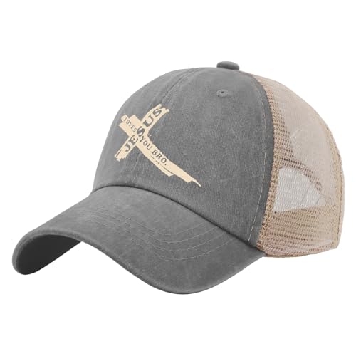 Jesus Loves You Bro Christian Funny Trucker Hat Hat Hats for Men Fashion Gray02 Hiking Hat Gifts for Son Sun Hats
