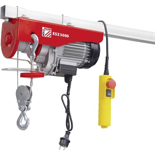 Holzmann Maschinen Esz500D_230V - Paranco Elettrico, Capacità Di Carico (Con Puleggia) 500 Kg, Capacità Di Carico (Senza Puleggia