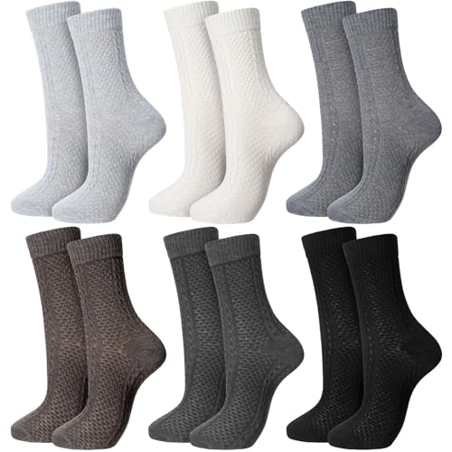 6 Pairs Unisex Woven Socks Hiking Work Thermal Warm Winter Thick Boot Cozy Breathable Comfy Knit Socks