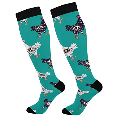 Wusikd Cute Hens Compression Socks for Women and Men Circulation Chicken Long Socks for Athletic Running 1