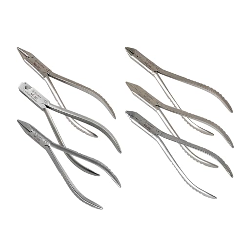 Pack of 6 Ortho Brace Wire Bending, Looping, and Adjusting Pliers, 5.5in (13.97cm), German Stainless Steel Dental Wire Pliers Tool - #201, #202, #203, #204, #205, #206