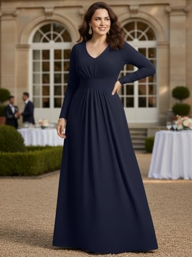 Image of KOH KOH Womens Long Sleeve Flowy Empire Waist Fall Pleated Maxi Dress