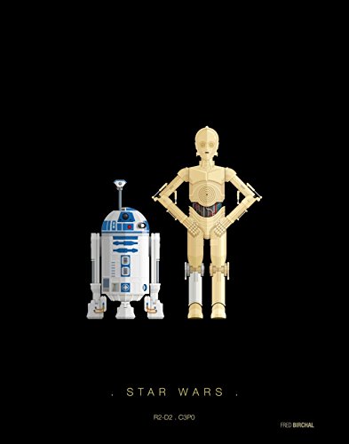 Paintings Frames Póster con Marco y Soporte, diseño de Tribute Art Work (by Fred Birchal) de Star Wars R2-D2 C3P0