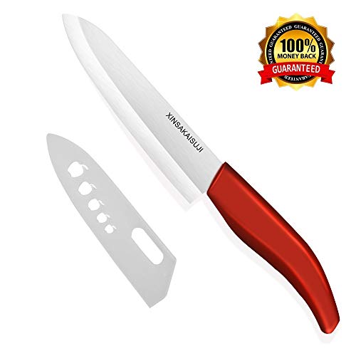 XINSAKAISUJI 6-inch ceramic knife, fruit knife set, including scabbard, suitable for cheese, potatoes